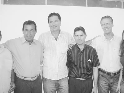 Luiz Teixeira, Maguito Vilela, Cícero Joventino e Pedro Chaves, na festa do trabalhador em Niquelândia
