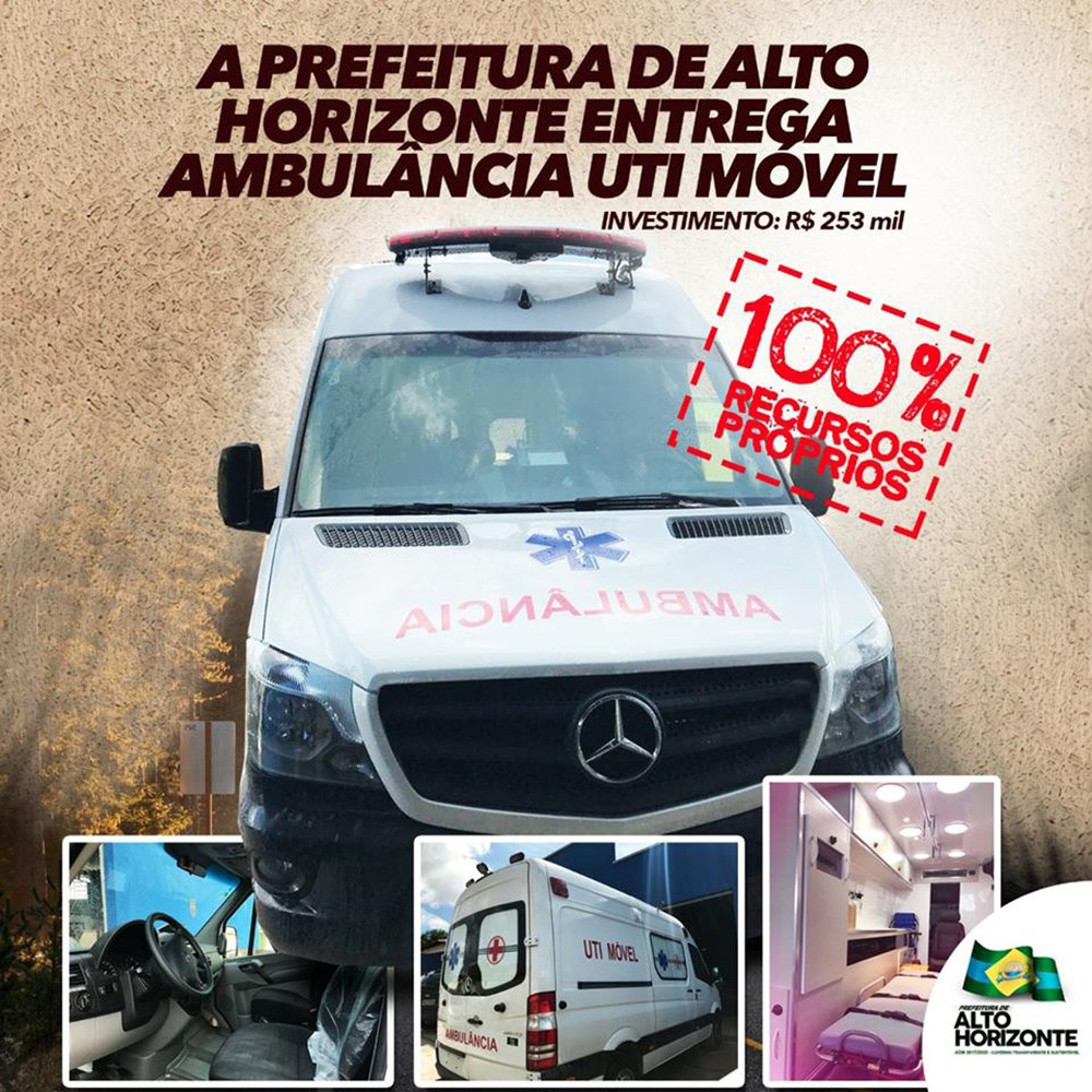 MÃdia produzida pela Prefeitura de Alto Horizonte sobre a ambulância comprada com recursos próprios