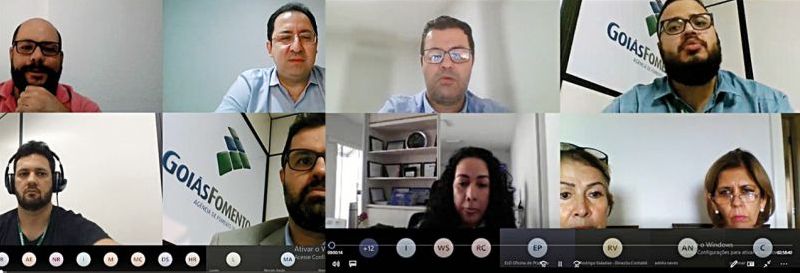 Tela da reunião por videoconferência na GoiásFomento