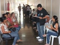 Corredores do Fórum lotados durante o Mutirão Previdenciário